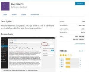 Image of the Save Drafts Plugin page from WordPress.org/plugins