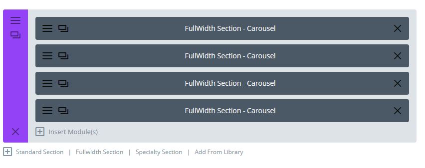 Image of a Full width section with multiple carousel modules